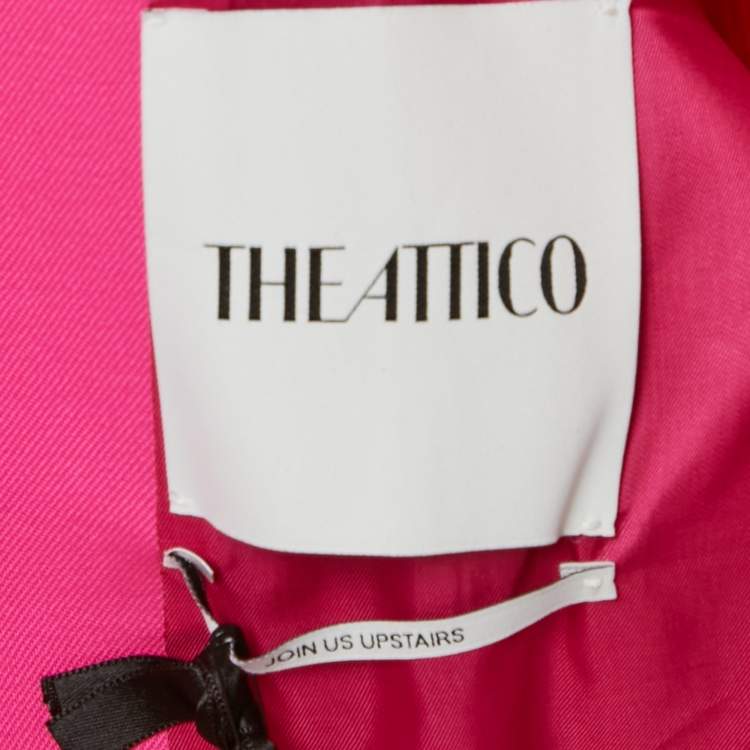 Pre Owned The Attico Pink Satin Trim Gabardine Wool Structured Blazer M