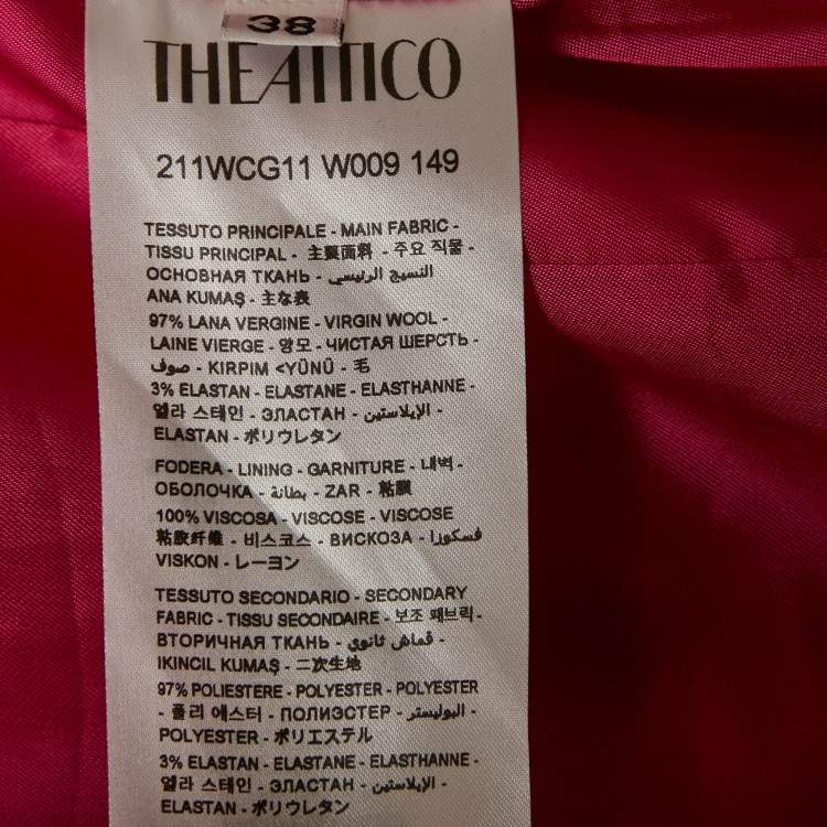 Pre Owned The Attico Pink Satin Trim Gabardine Wool Structured Blazer M