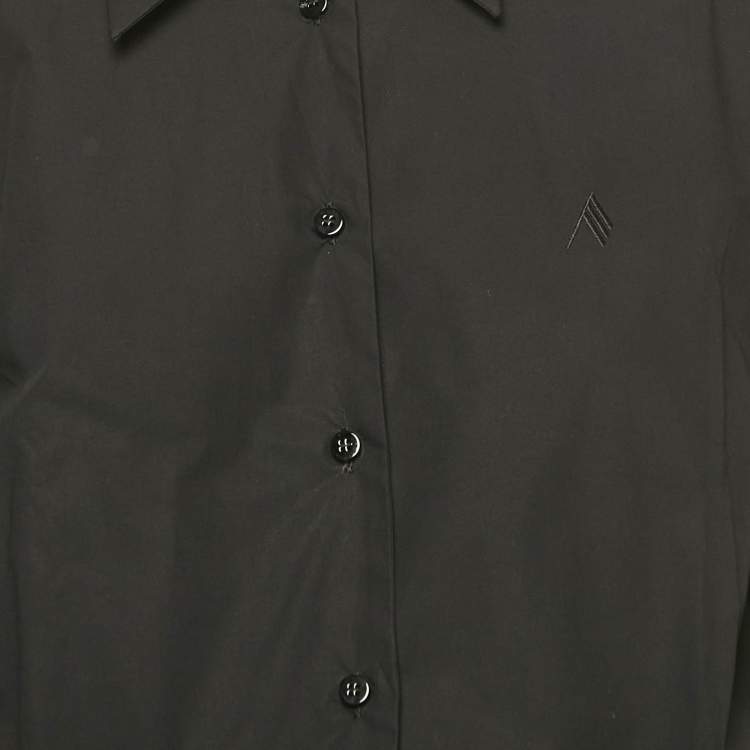 Pre Owned The Attico Black Cotton Elongated Sleeve Structured Shirt Dress S