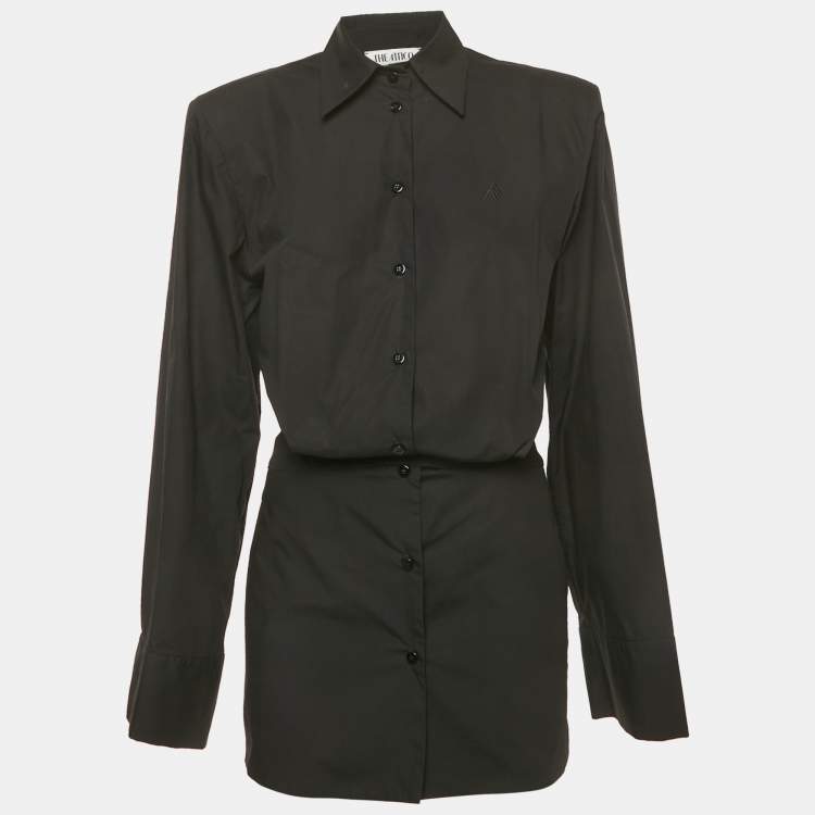 Pre Owned The Attico Black Cotton Elongated Sleeve Structured Shirt Dress S