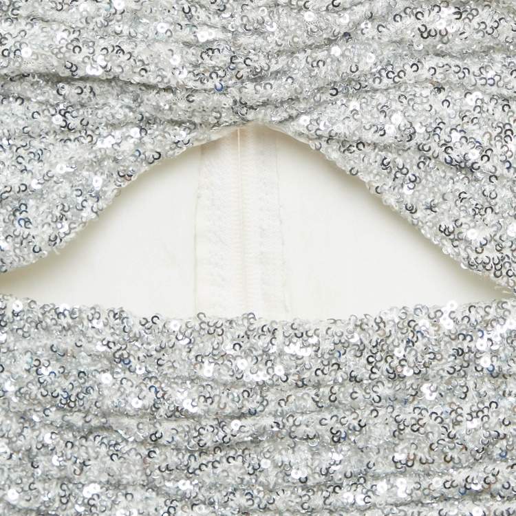 Pre Owned The Attico Silver Sequin Cut-Out Bandeau Top XS