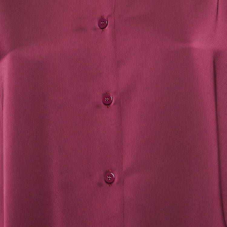 Pre Owned The Attico Burgundy Satin Ruche Mini Dress L