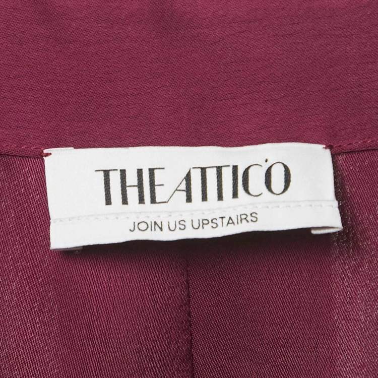 Pre Owned The Attico Burgundy Satin Ruche Mini Dress L