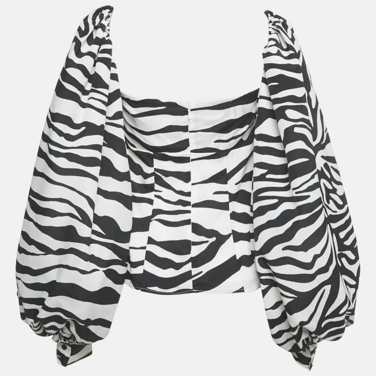 Pre Owned The Attico Black/White Animal Print Crepe Top M