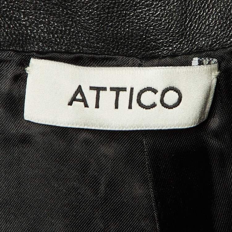 Pre Owned The Attico Black Leather Tie Detail Paperbag Trousers S