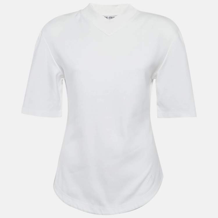 Pre Owned The Attico White Jersey V-Neck Top M