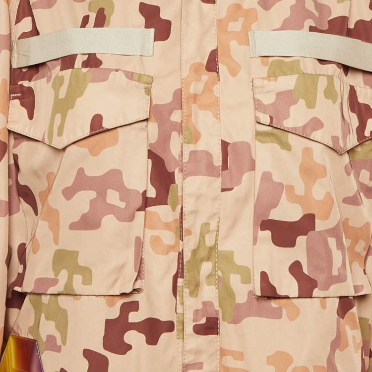 Pre Owned The Attico Beige Camouflage Print Synthetic Dexter Life Jacket S  