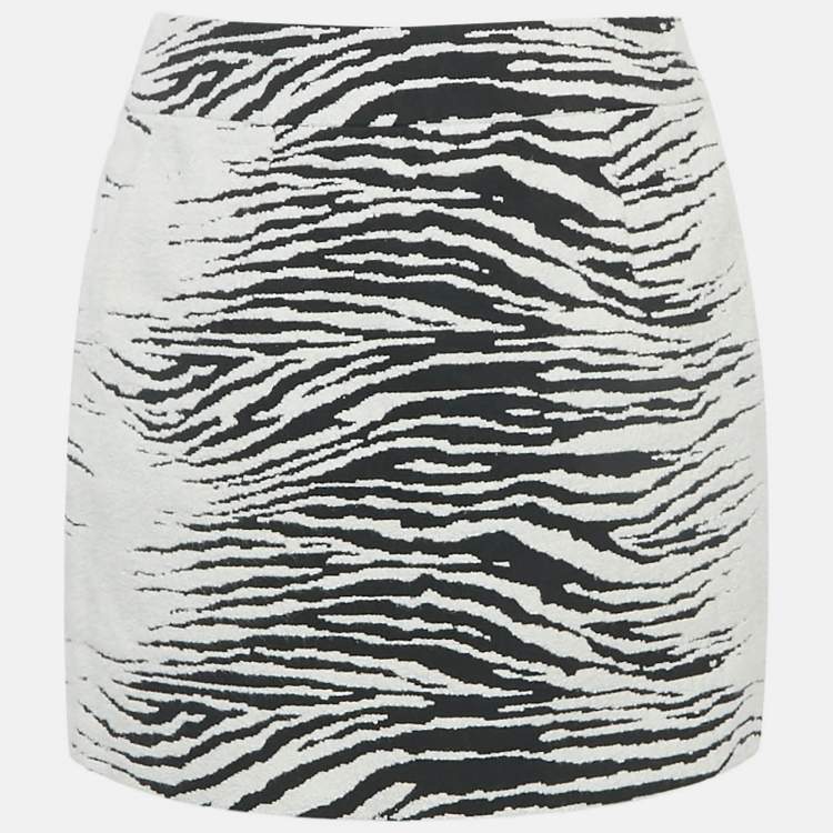Pre Owned The Attico Black White/Black Zebra Jacquard Wrap Mini Skirt S