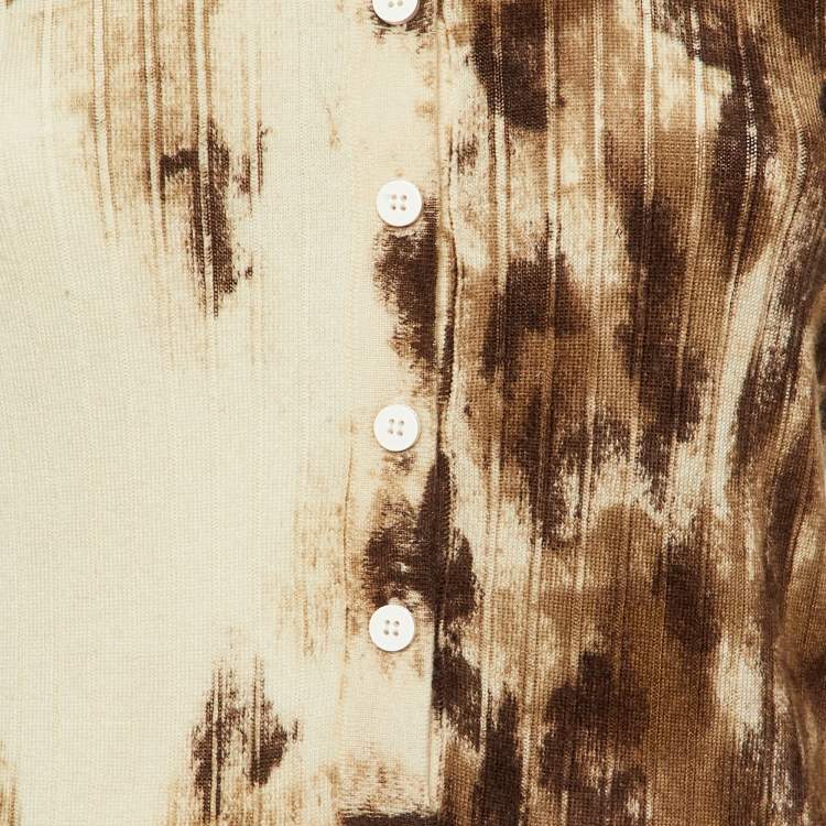 Pre Owned The Attico Brown Printed Cashmere & Silk Knit Long Sleeve Top M