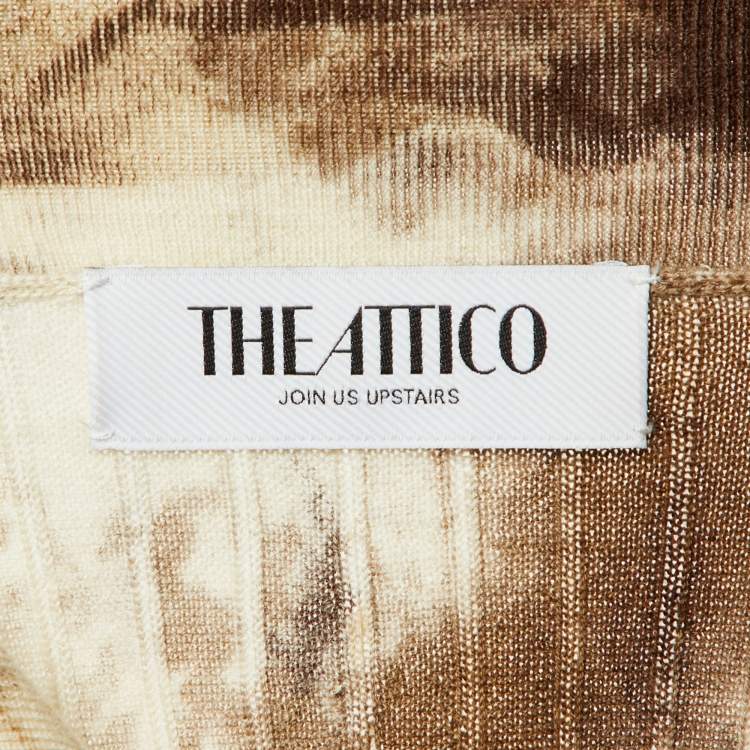 Pre Owned The Attico Brown Printed Cashmere & Silk Knit Long Sleeve Top M