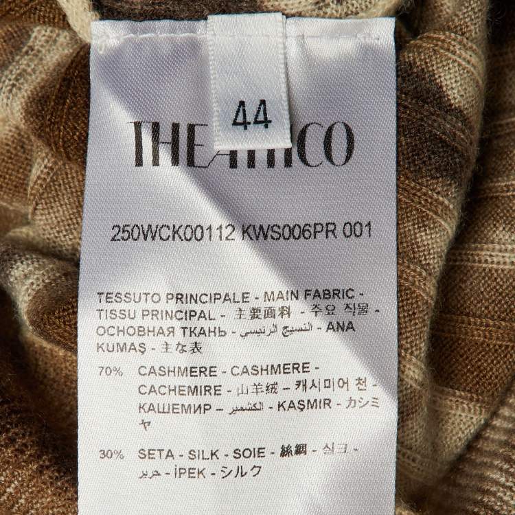 Pre Owned The Attico Brown Printed Cashmere & Silk Knit Long Sleeve Top M
