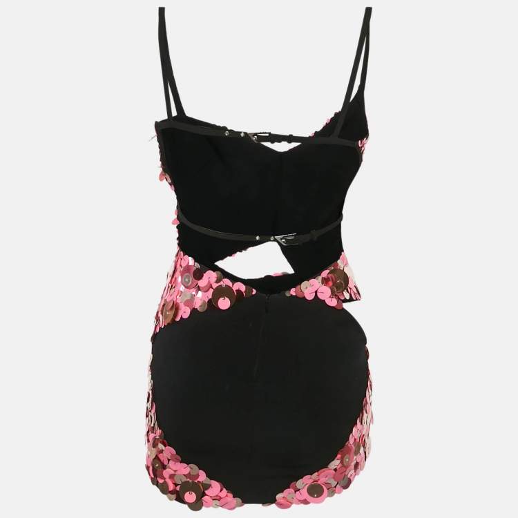 Pre Owned The Attico Pink Sequins Asymmetric Mini Dress S