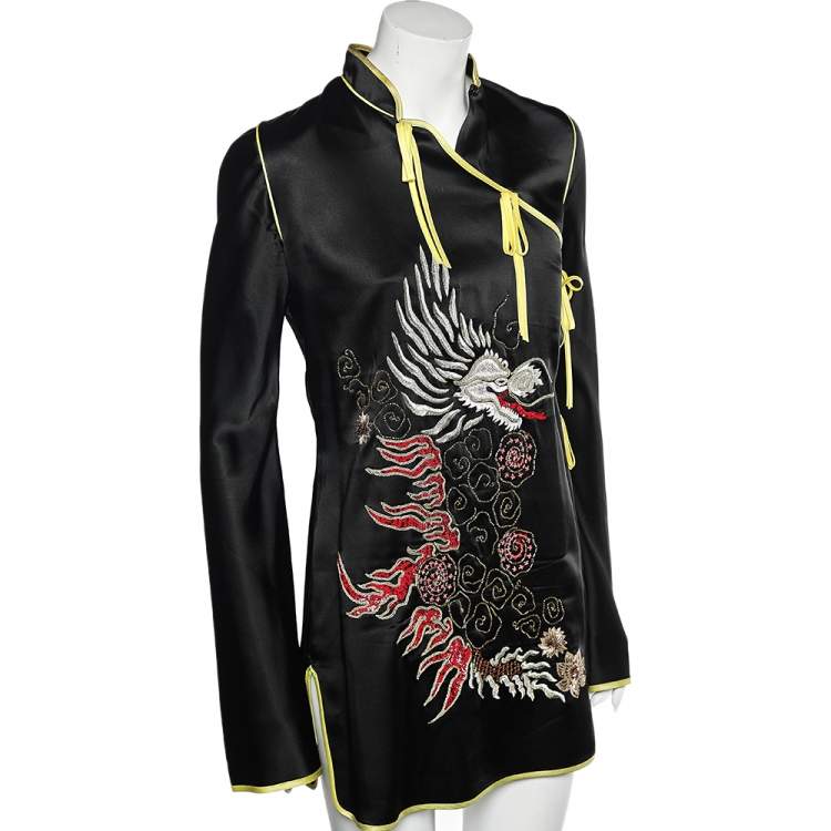 Pre Owned Attico Black Dragon Embellished Sateen Stella Mini Dress S