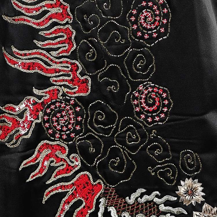 Pre Owned Attico Black Dragon Embellished Sateen Stella Mini Dress S
