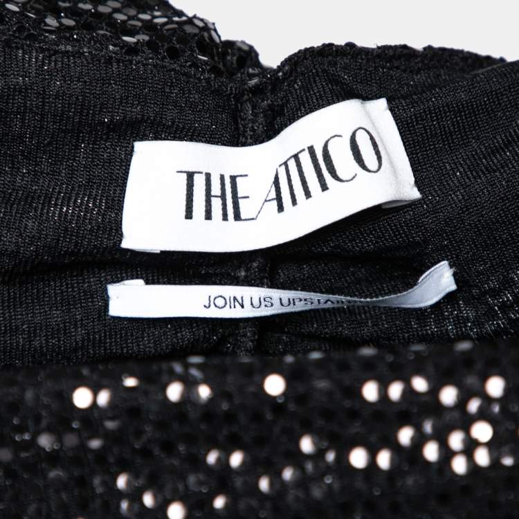 Pre Owned The Attico Black Sequin Embellished Knit Gathered Skirt S