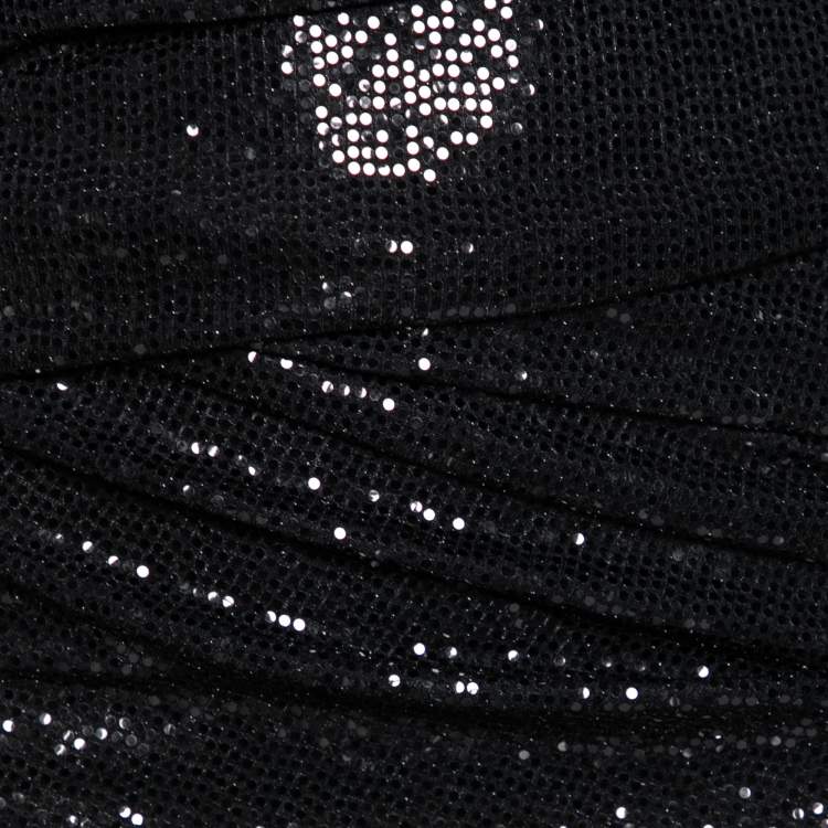 Pre Owned The Attico Black Sequin Embellished Knit Gathered Skirt S