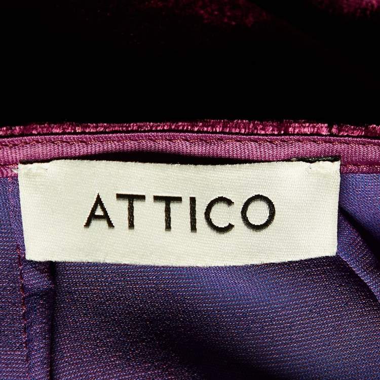 Pre Owned Attico Magenta Velvet Wrap Dress S