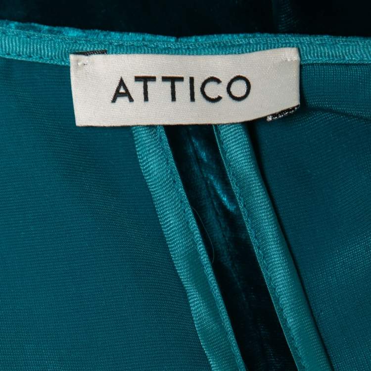 مملوكة مسبقًا Attico Blue Velvet Raquel Wrap Maxi Dress S