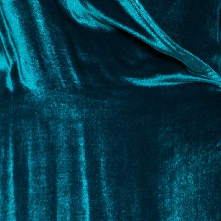 مملوكة مسبقًا Attico Blue Velvet Raquel Wrap Maxi Dress S