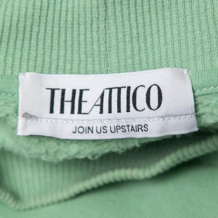 Pre Owned The Attico Pastel Green Cotton Sweatshirt Mini Dress S