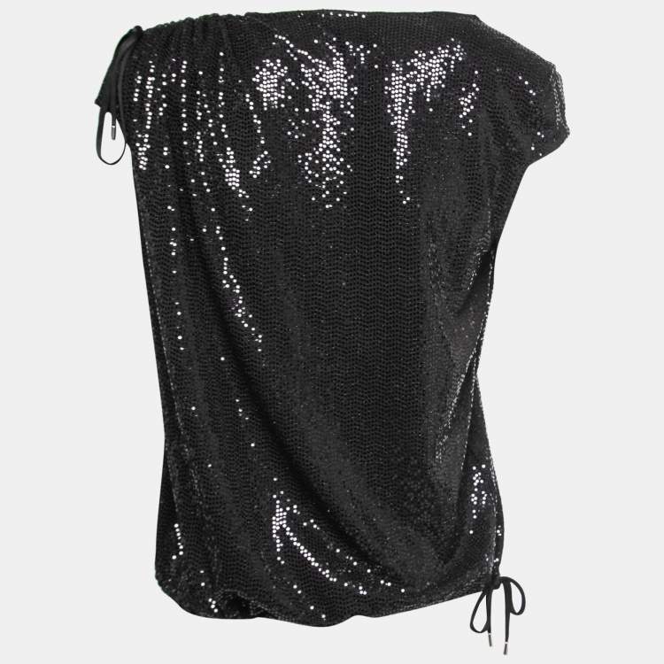 Pre Owned The Attico Black Sequined Ruched Top S