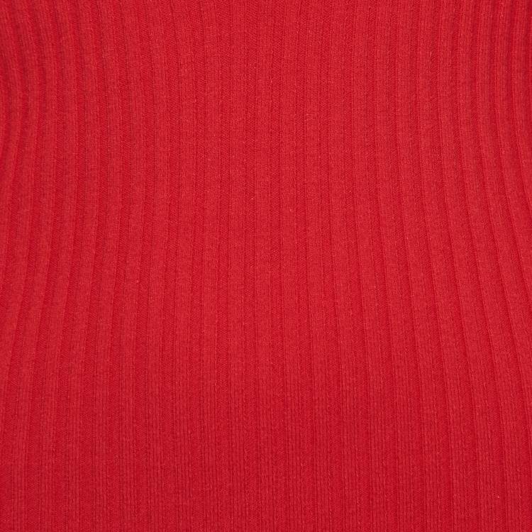 Pre Owned The Attico Red Ribbed Kit Cutout Knotted Top S