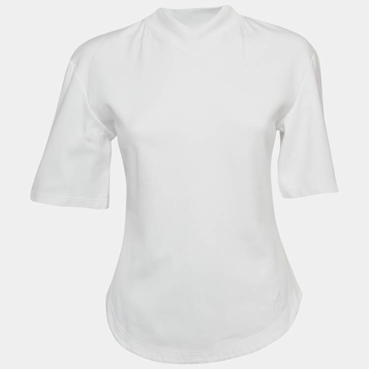 Pre Owned The Attico White Cotton Knit V-Neck T-Shirt S