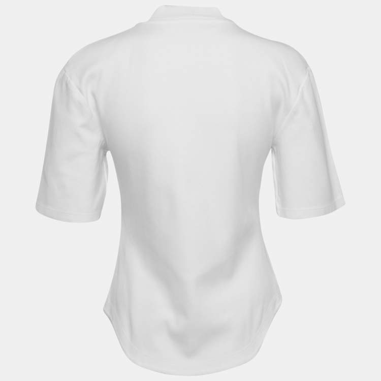 Pre Owned The Attico White Cotton Knit V-Neck T-Shirt S