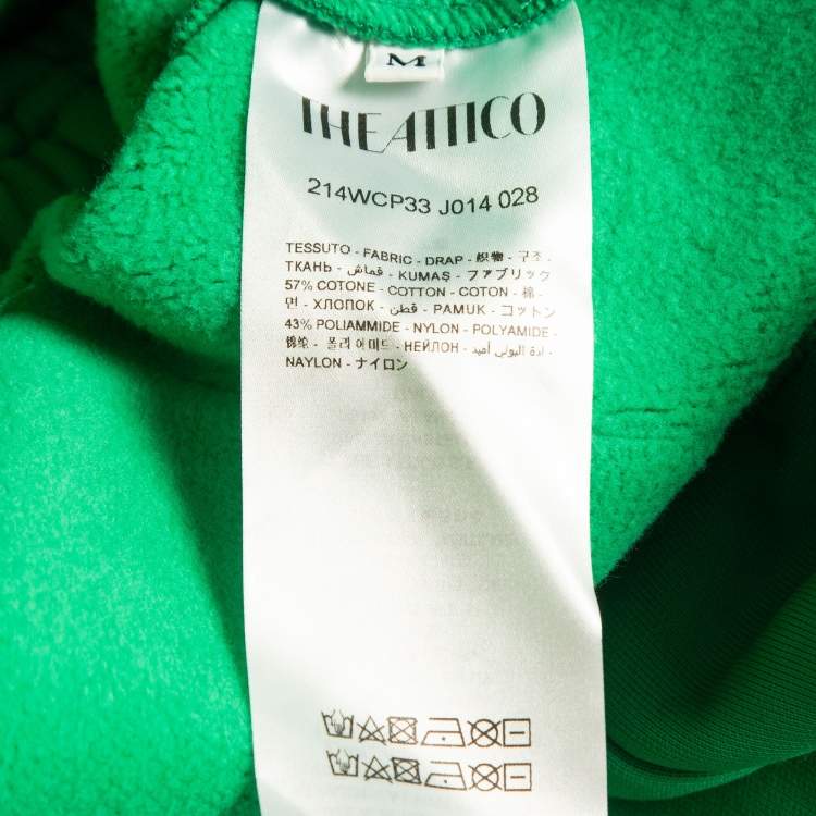 Pre Owned The Attico Green Logo Textured Knit Wide-Leg Sweatpants M