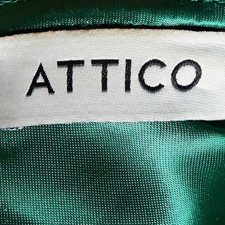Pre Owned The Attico Green Cotton Blend Frilled One Shoulder Dress M 
