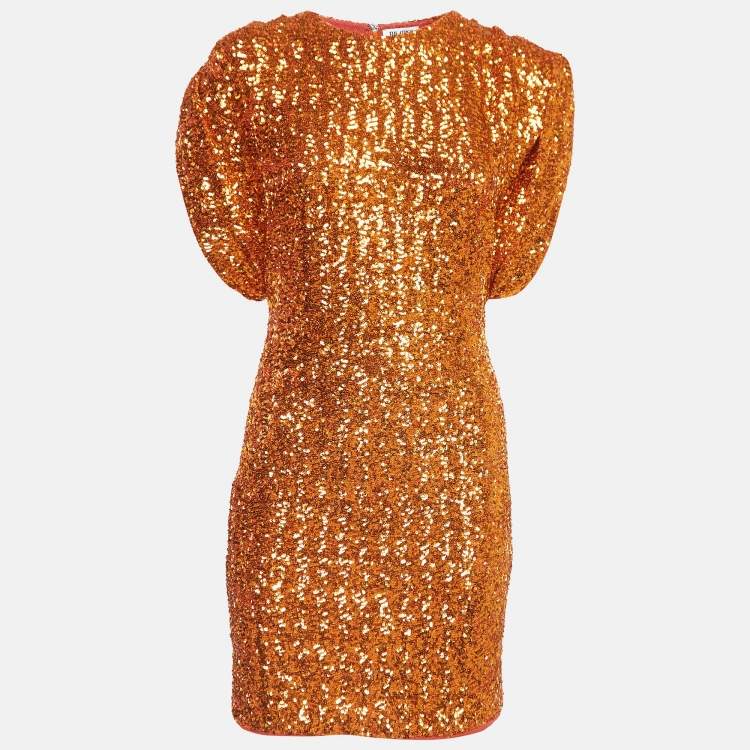 Pre Owned The Attico Orange Sequin Mini Dress L