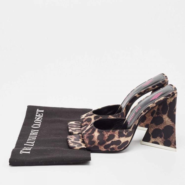 Pre Owned The Attico Brown/Black Satin Devon Slide Sandals Size 38