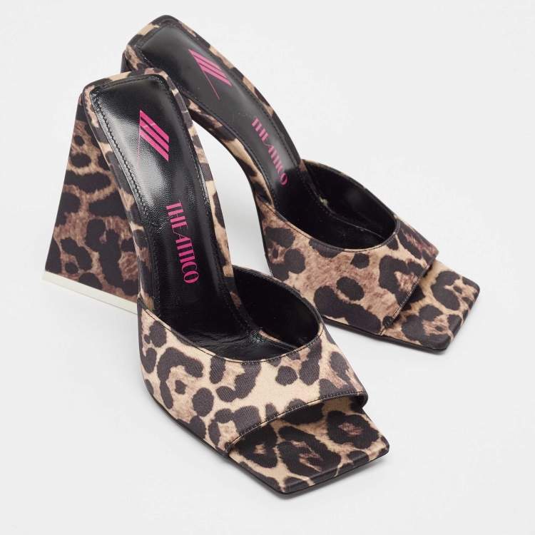 Pre Owned The Attico Brown/Black Satin Devon Slide Sandals Size 38