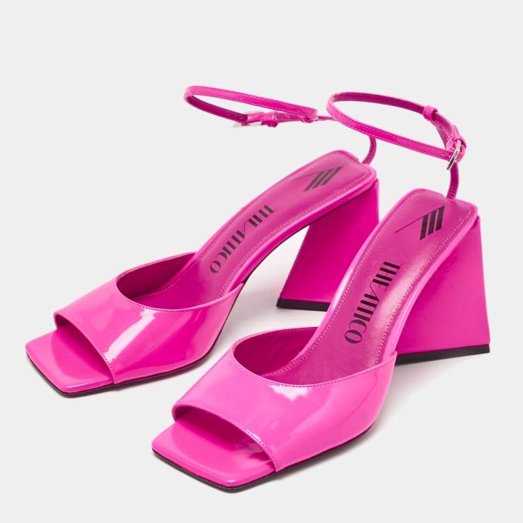 Pre Owned The Attico Pink Leather Ankle Strap Sandals Size 40