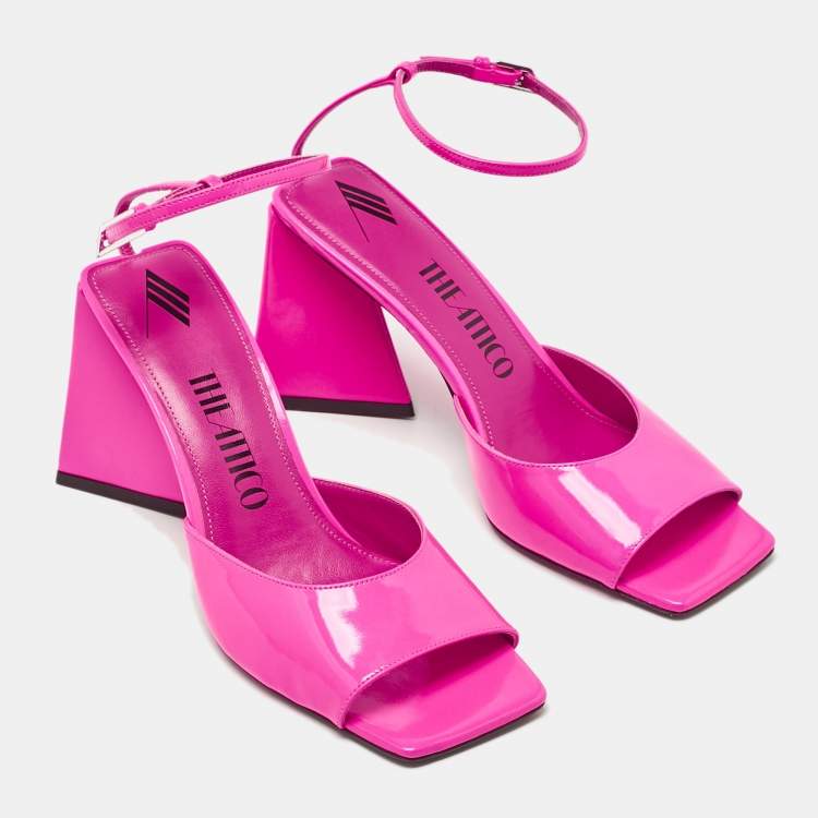 Pre Owned The Attico Pink Leather Ankle Strap Sandals Size 40