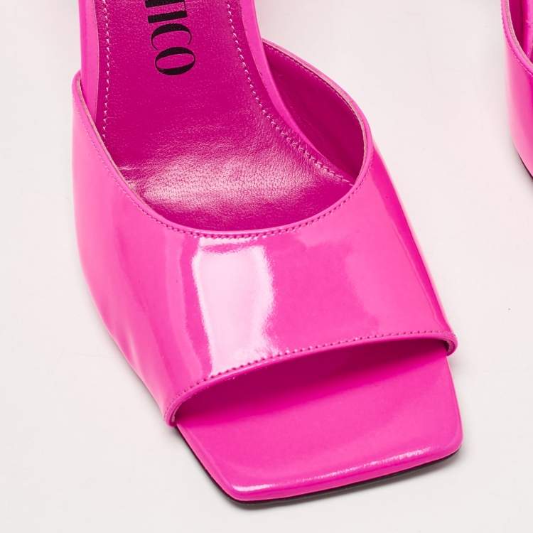 Pre Owned The Attico Pink Leather Ankle Strap Sandals Size 40