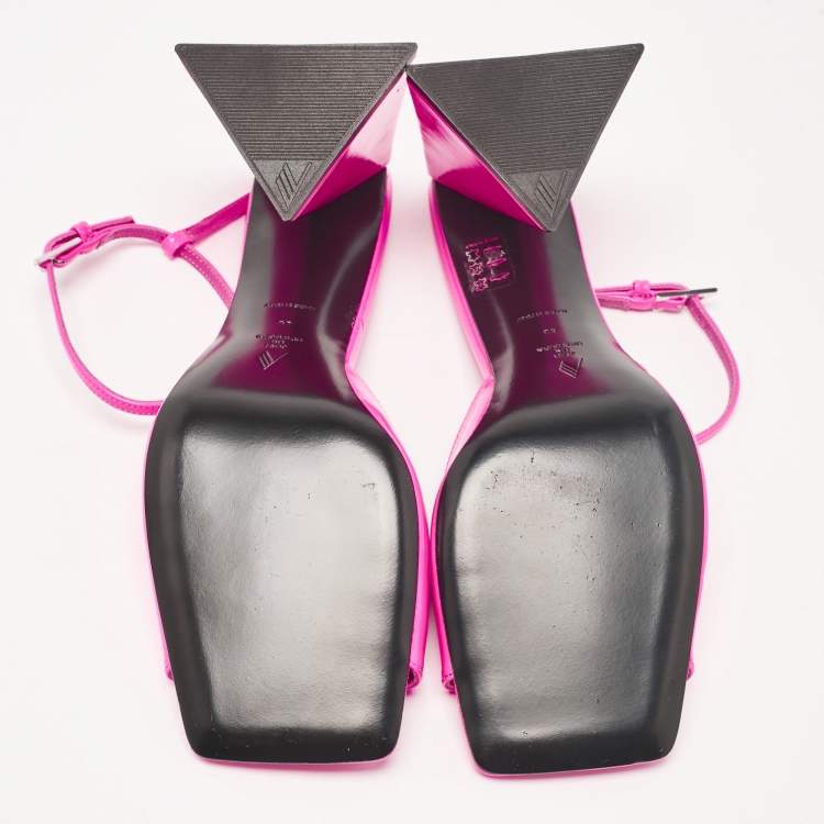 Pre Owned The Attico Pink Leather Ankle Strap Sandals Size 40