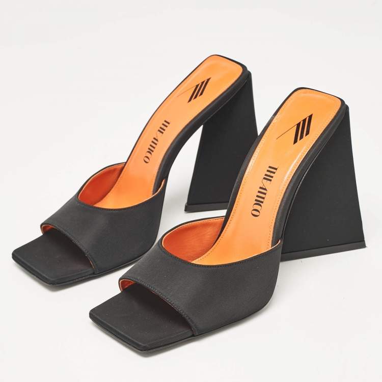 Pre Owned The Attico Black Fabric Devon Slide Sandals Size 40