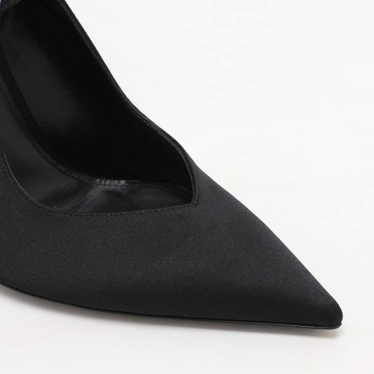 Pre Owned The Attico Black Satin Venus Ankle Wrap Pumps Size 41