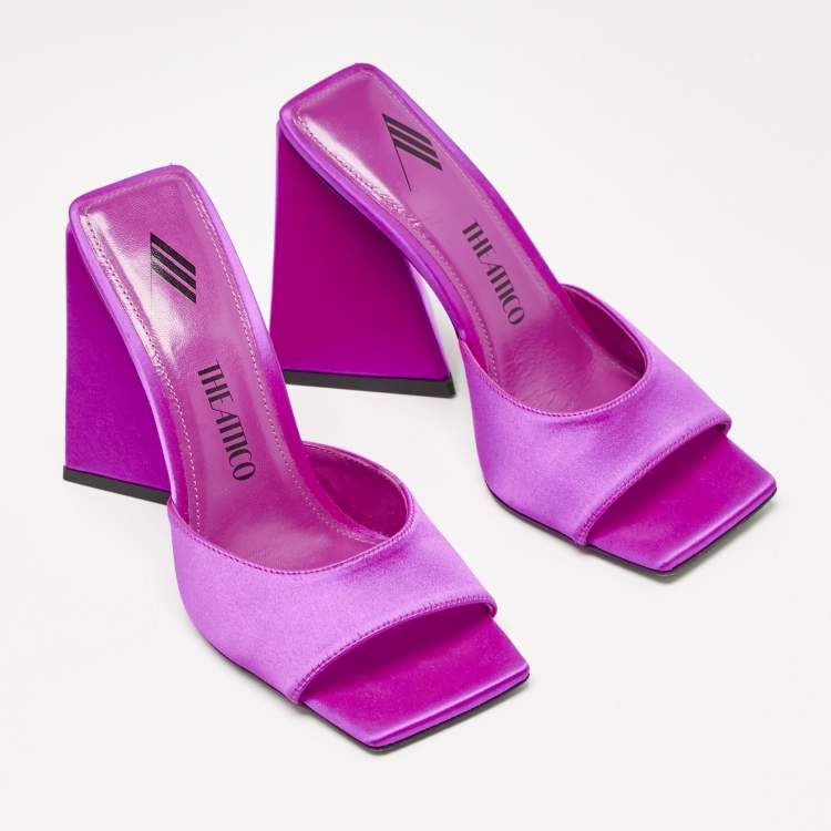 Pre Owned The Attico Fuchsia Satin Devon Sandals Size 36