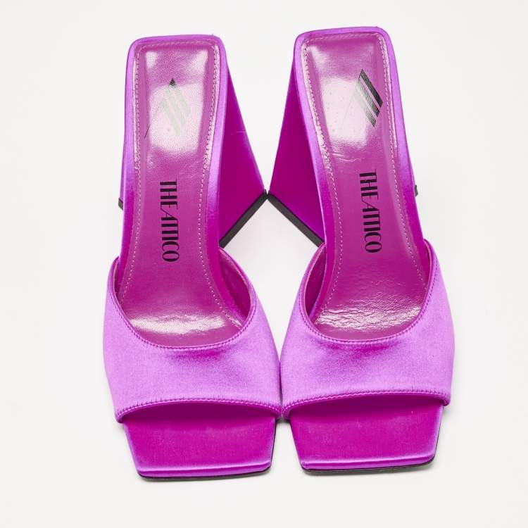 Pre Owned The Attico Fuchsia Satin Devon Sandals Size 36