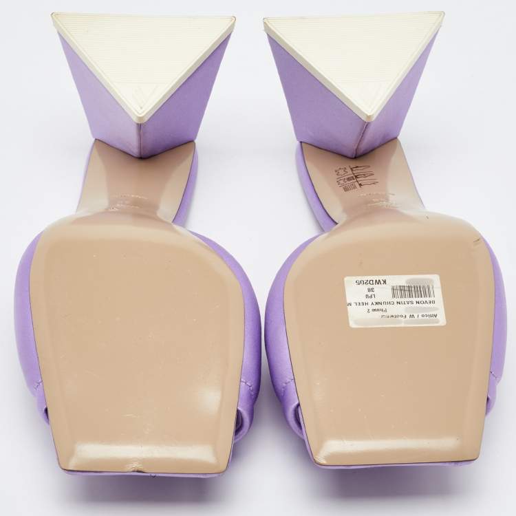 Pre Owned The Attico Light Purple Satin Devon Slide Sandals Size 38