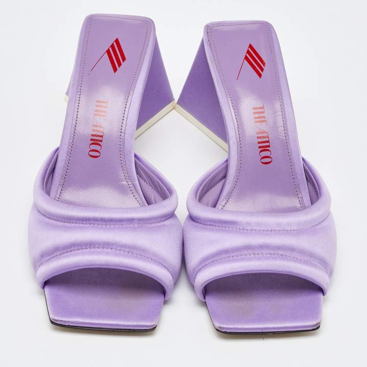 Pre Owned The Attico Light Purple Satin Devon Slide Sandals Size 38
