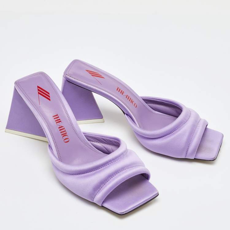 Pre Owned The Attico Light Purple Satin Devon Slide Sandals Size 38