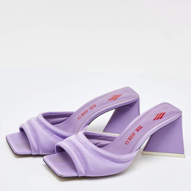 Pre Owned The Attico Light Purple Satin Devon Slide Sandals Size 38