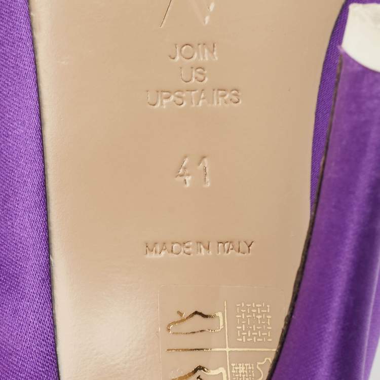 Pre Owned The Attico Purple Satin Venus Ankle Wrap Pumps Size 41
