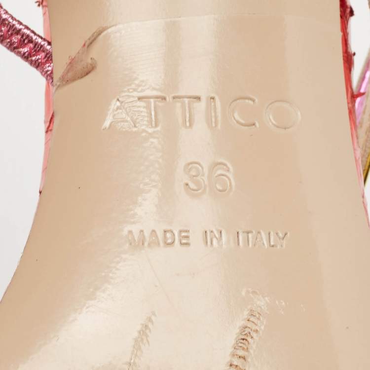 Pre Owned The Attico Multicolor Snakeskin Embossed Leather Ankle Strap Sandals Size 36