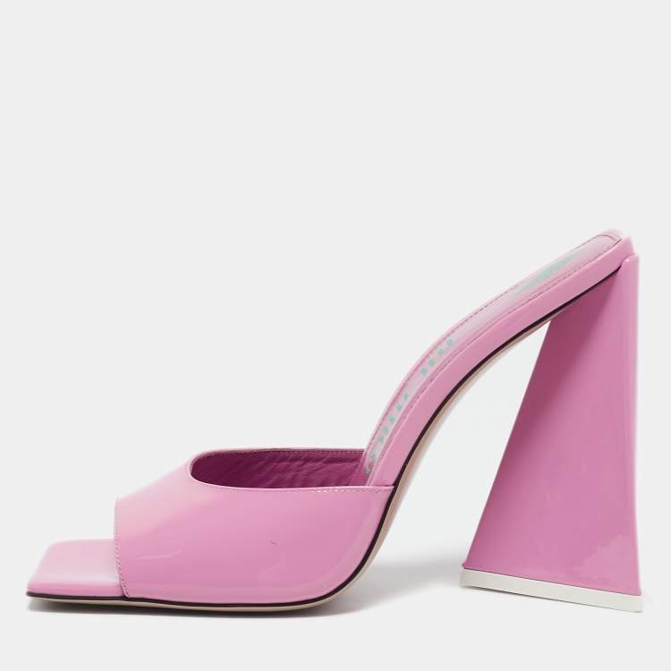 Pre Owned The Attico Pink Patent Leather Devon Slide Sandals Size 39