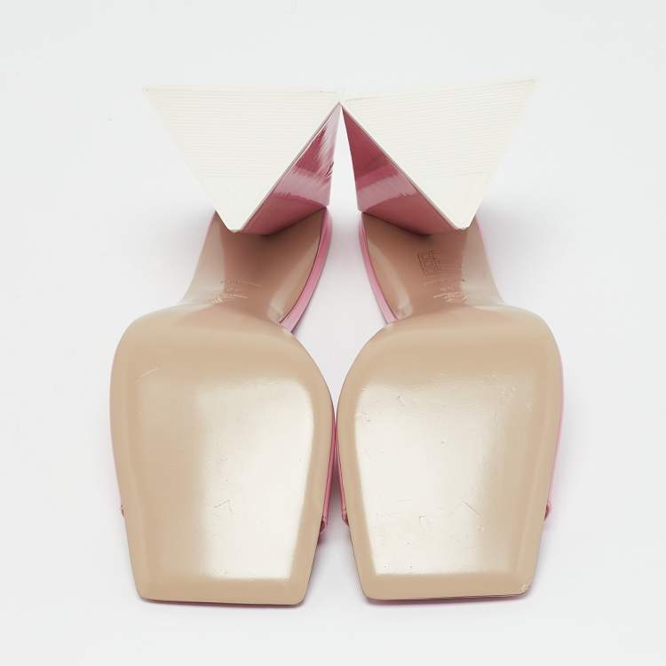 Pre Owned The Attico Pink Patent Leather Devon Slide Sandals Size 39