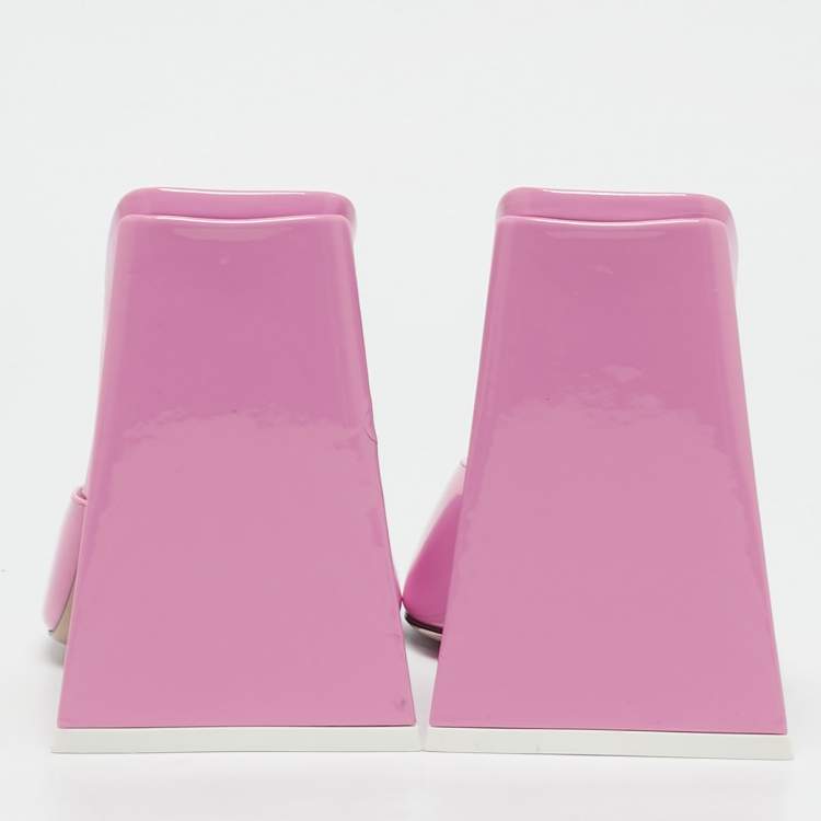Pre Owned The Attico Pink Patent Leather Devon Slide Sandals Size 39